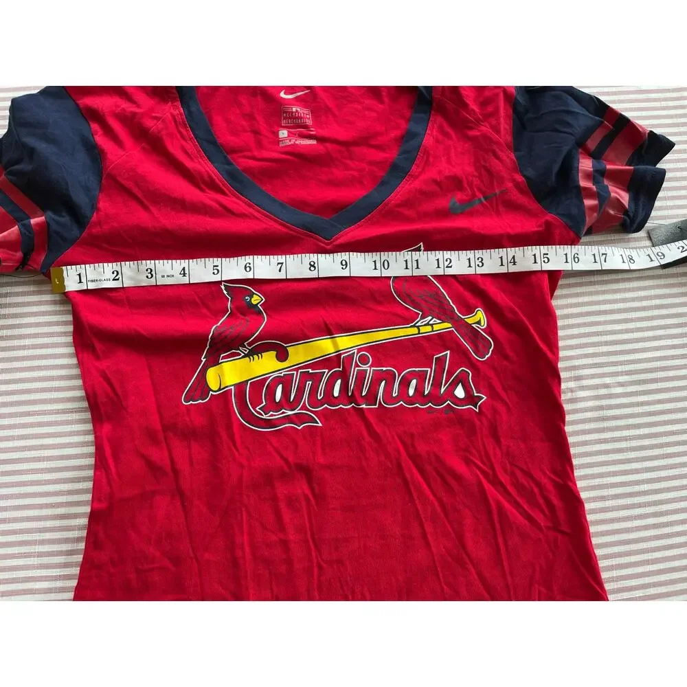 Nike Women's St. Louis Cardinals V-Neck T-Shirt Red Size S Baseball MLB Athletic